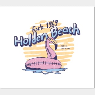 Holden Beach, North Carolina Ocean Float Flamingo Posters and Art